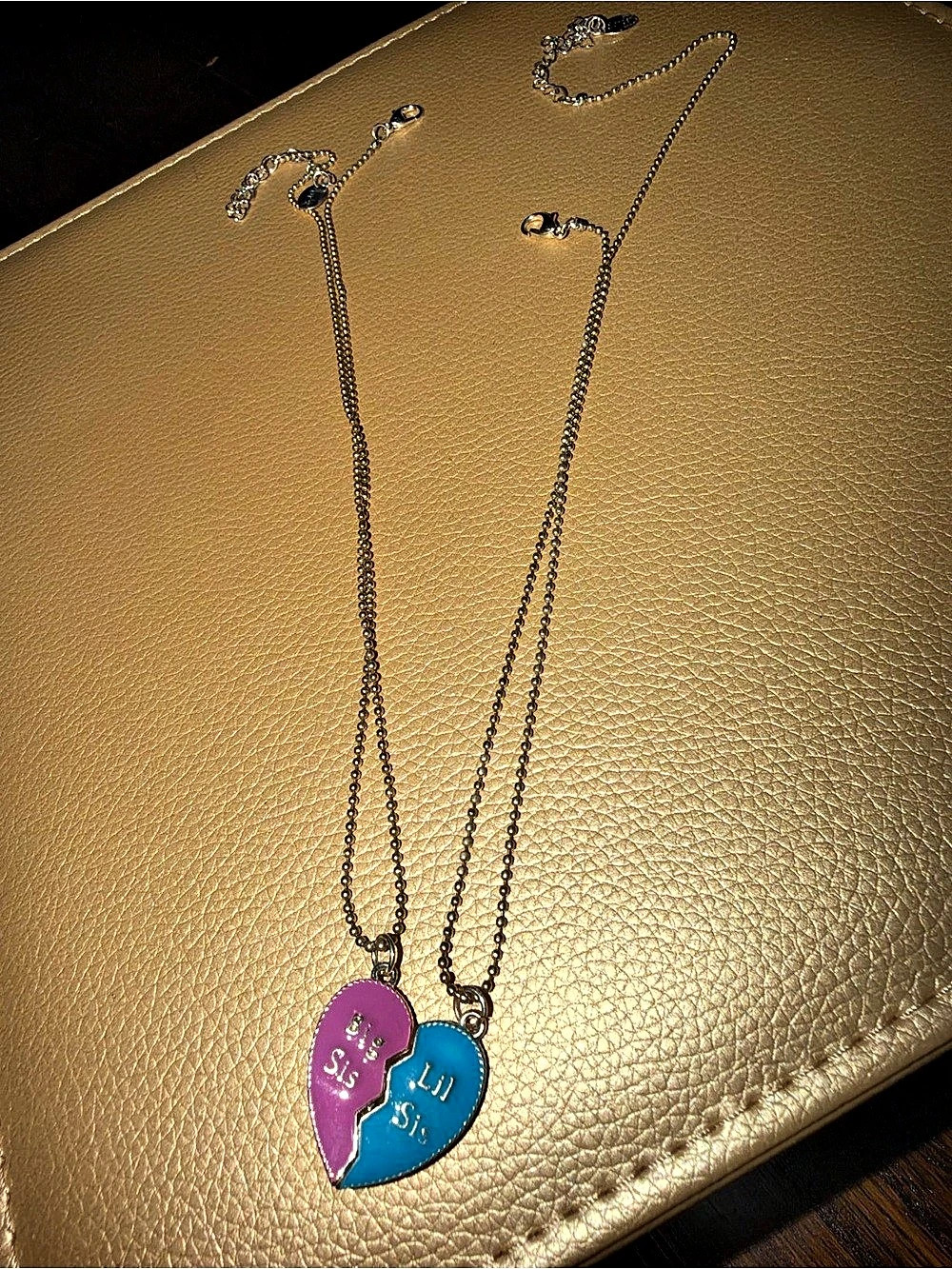 Broken Heart Sister Necklaces in Pink & Blue Like New